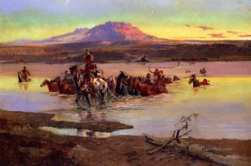 Amerikanischer Indianer Werke - Watling der Pferdeherde 1900 Charles Marion Russell Indianer